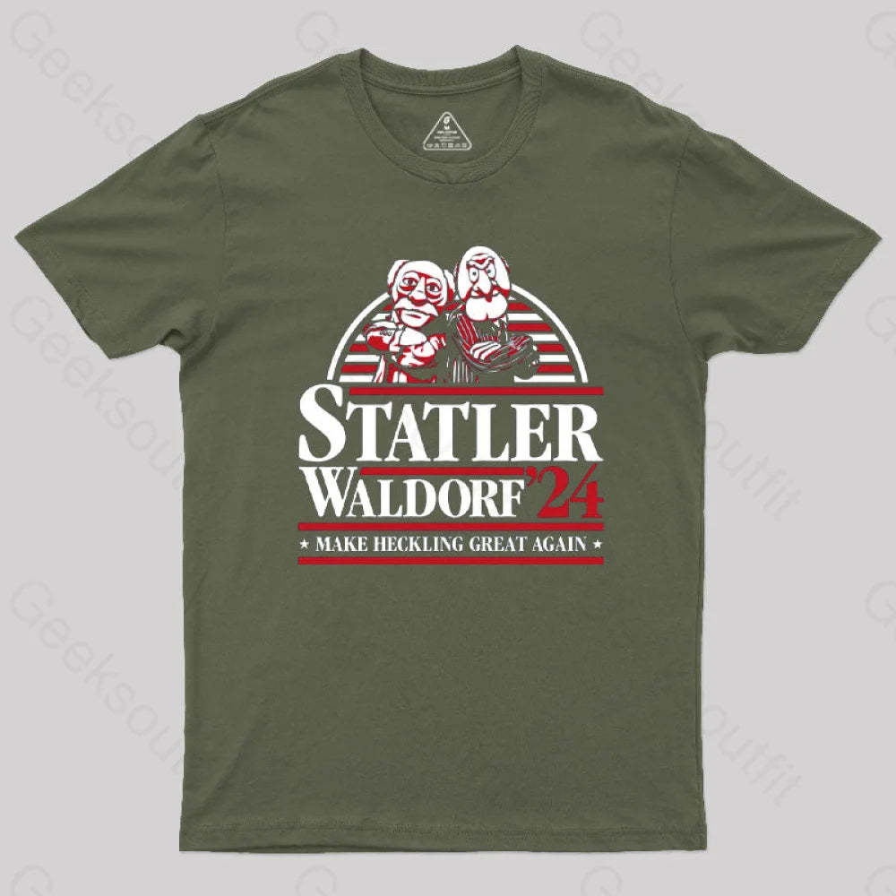 Muppets Statler Waldorf - Make Heckling Great Again T-Shirt Army Green / S