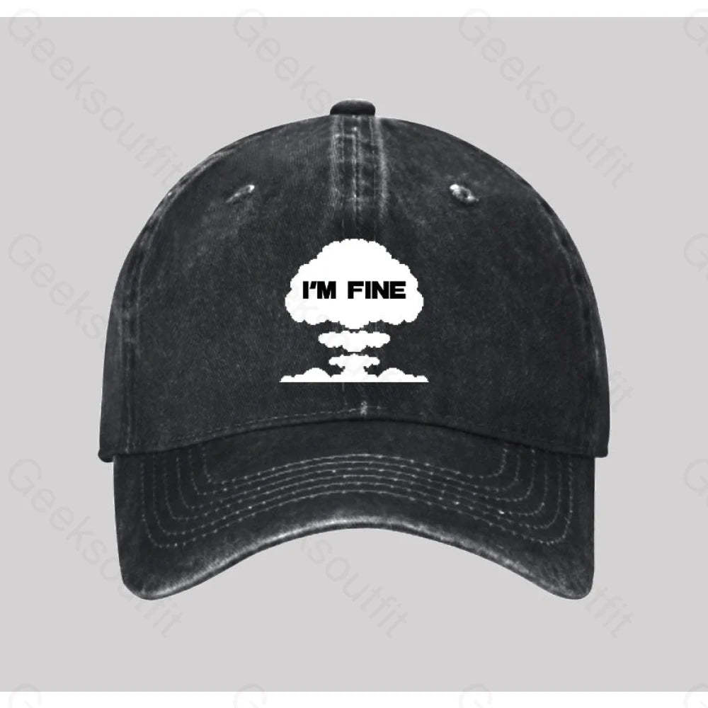 Mushroom Cloud Washed Vintage Baseball Cap Black