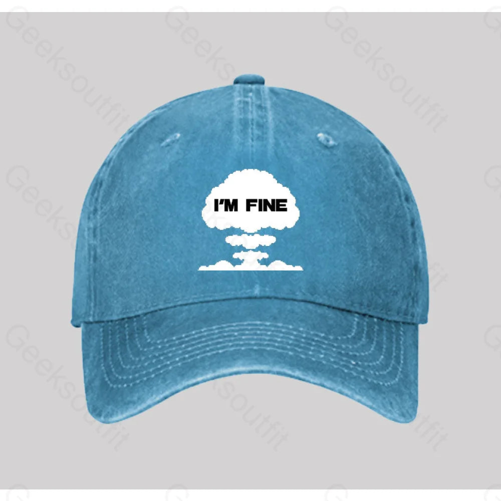 Mushroom Cloud Washed Vintage Baseball Cap Blue