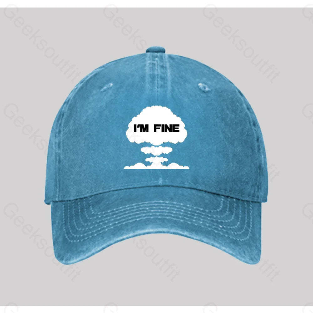 Mushroom Cloud Washed Vintage Baseball Cap Blue
