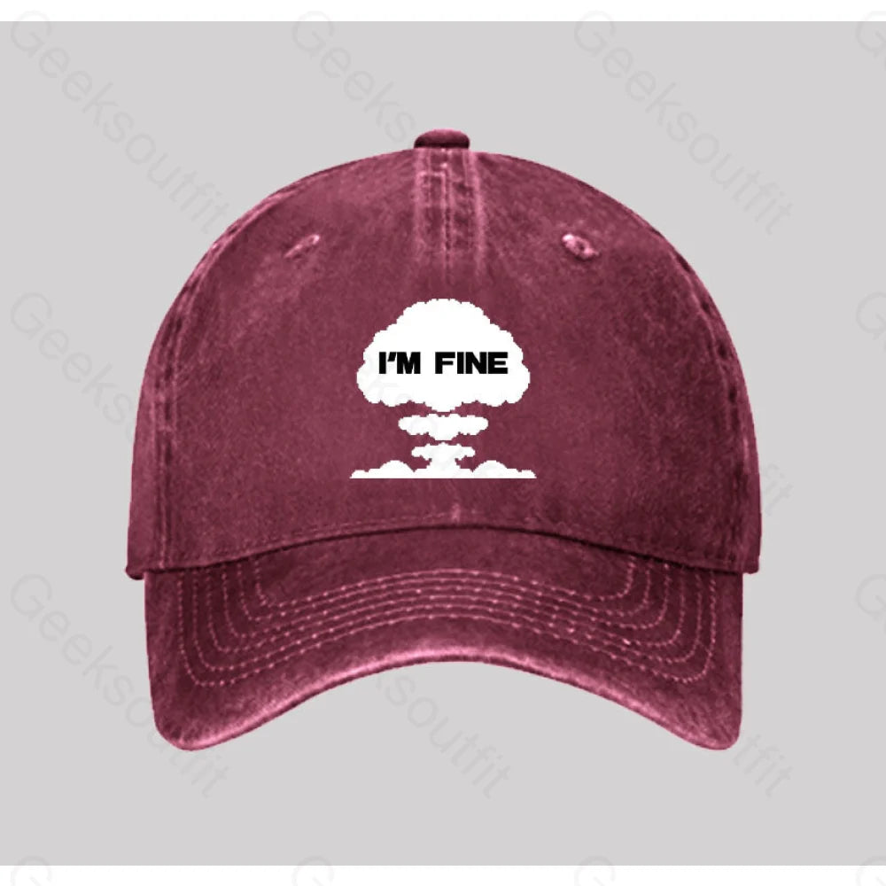 Mushroom Cloud Washed Vintage Baseball Cap Red