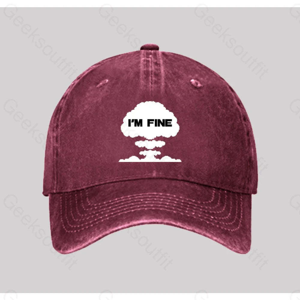 Mushroom Cloud Washed Vintage Baseball Cap Red