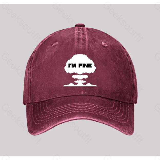 Mushroom Cloud Washed Vintage Baseball Cap Red