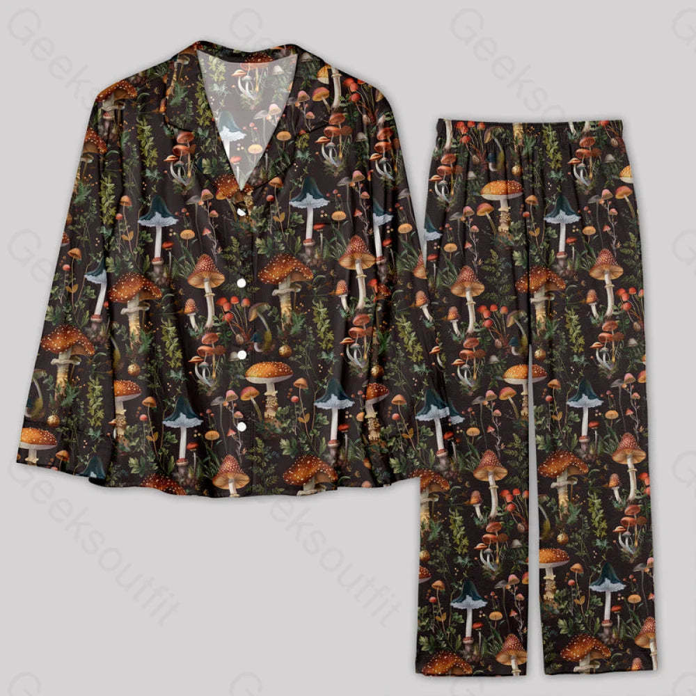 Mushroom Science Retro Pajamas Set S / Geekpj0114 Yc