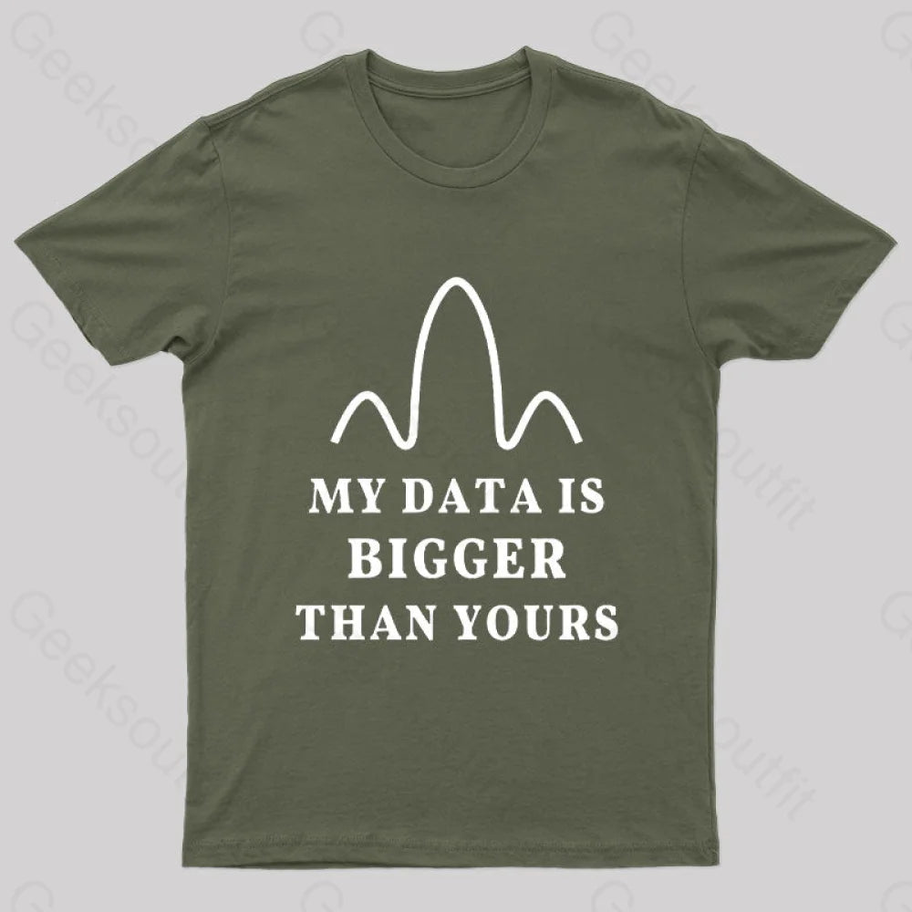 My Data Is Bigger Than Yours Geek T-Shirt Army Green / S