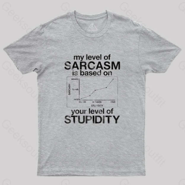 My Level Of Sarcasm Is Based On Your Stupidity T-Shirt Grey / S