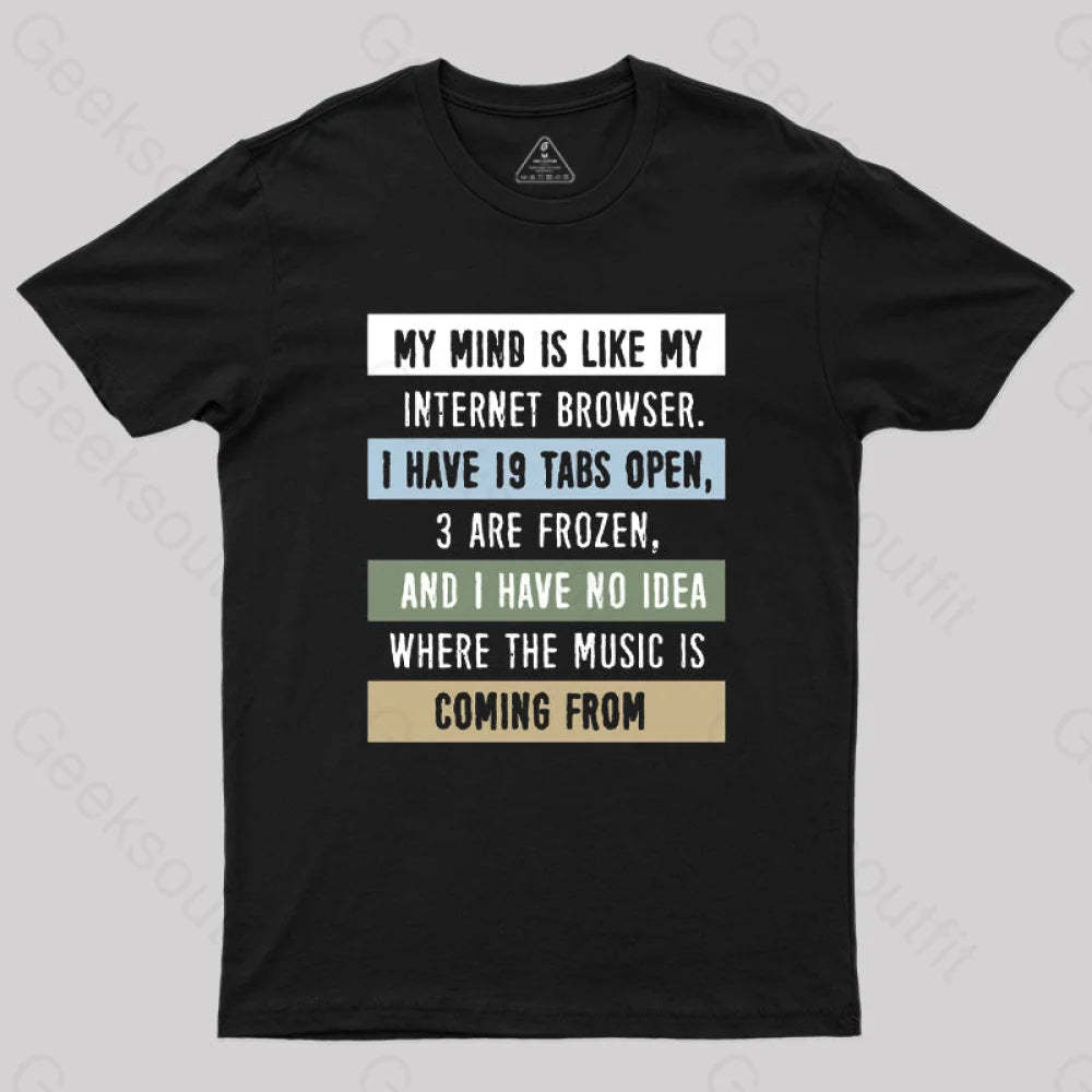 My Mind Is Like Internet Browser T-Shirt Black / S