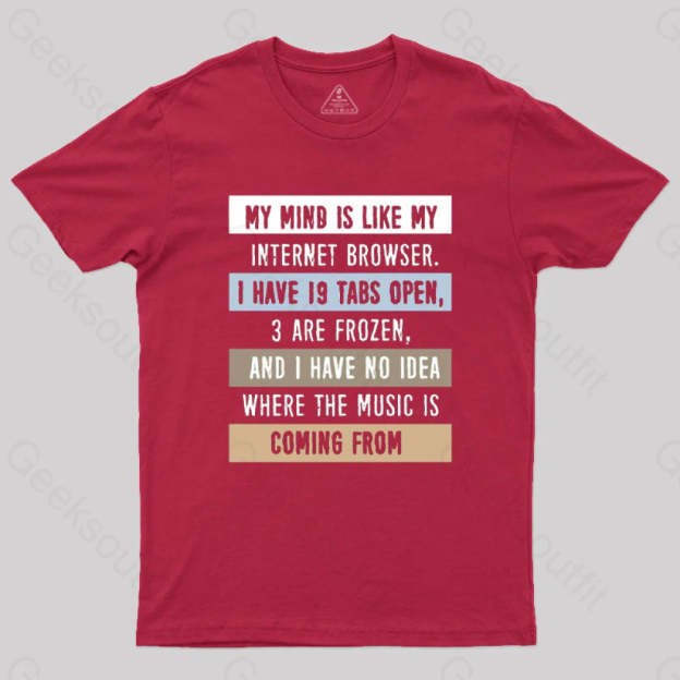 My Mind Is Like Internet Browser T-Shirt Red / S