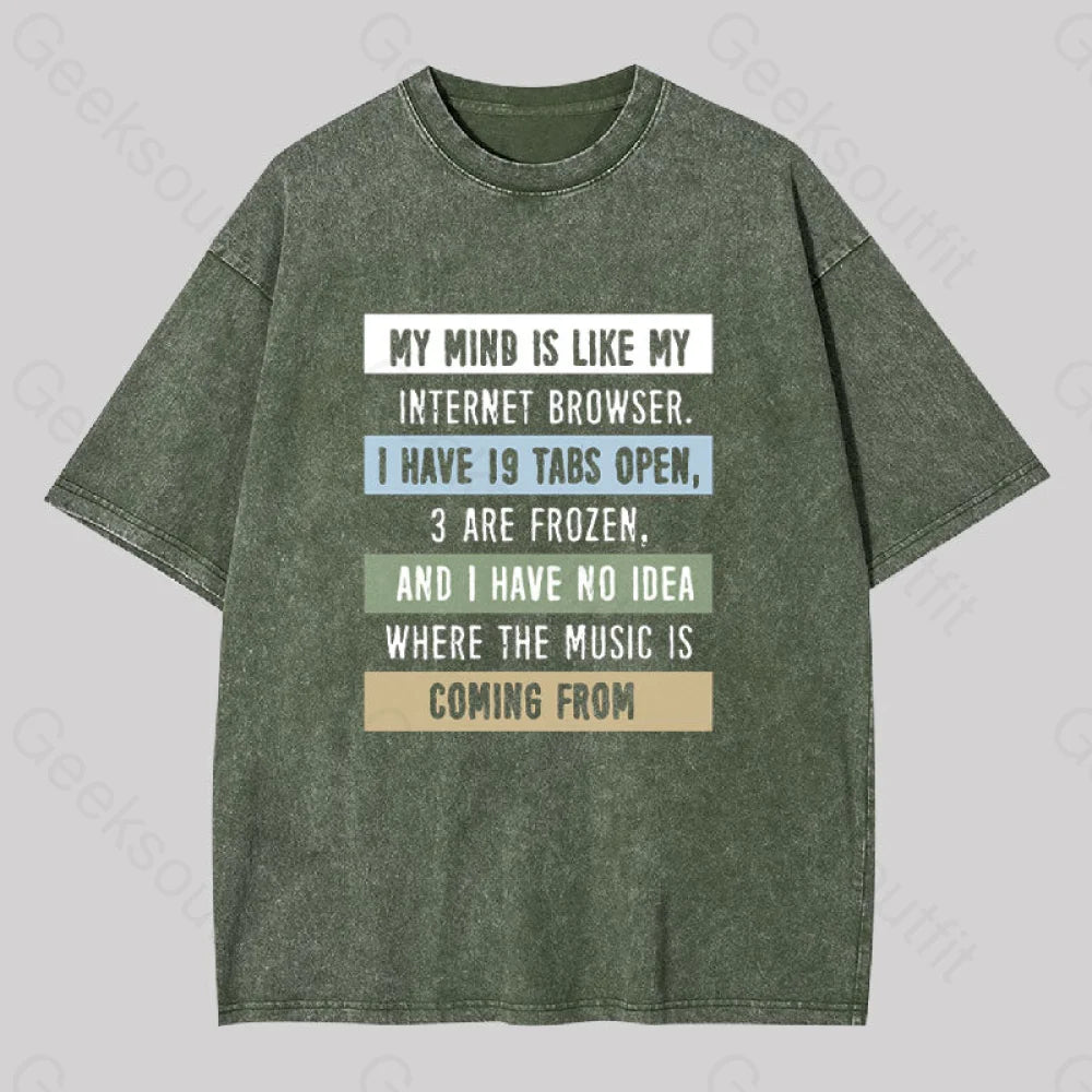 My Mind Is Like Washed T-Shirt Army Green / S
