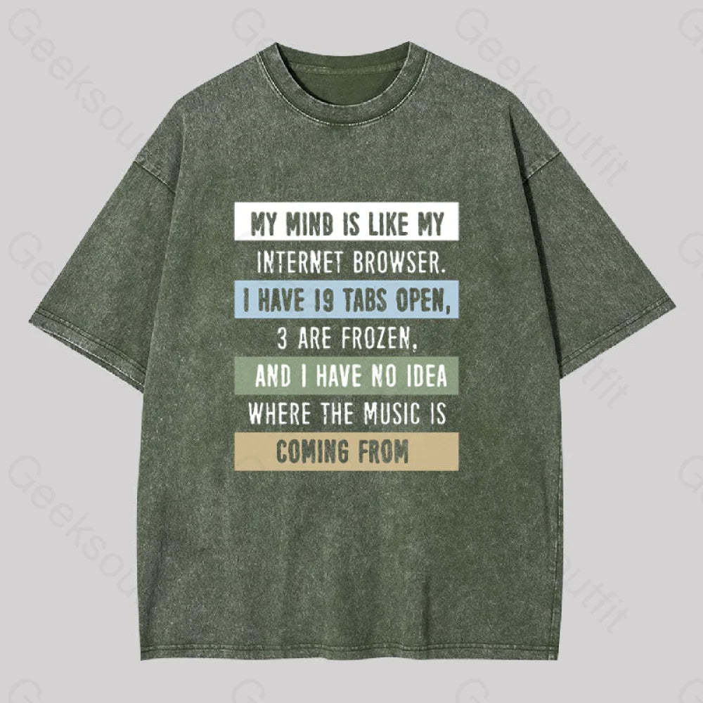 My Mind Is Like Washed T-Shirt Army Green / S