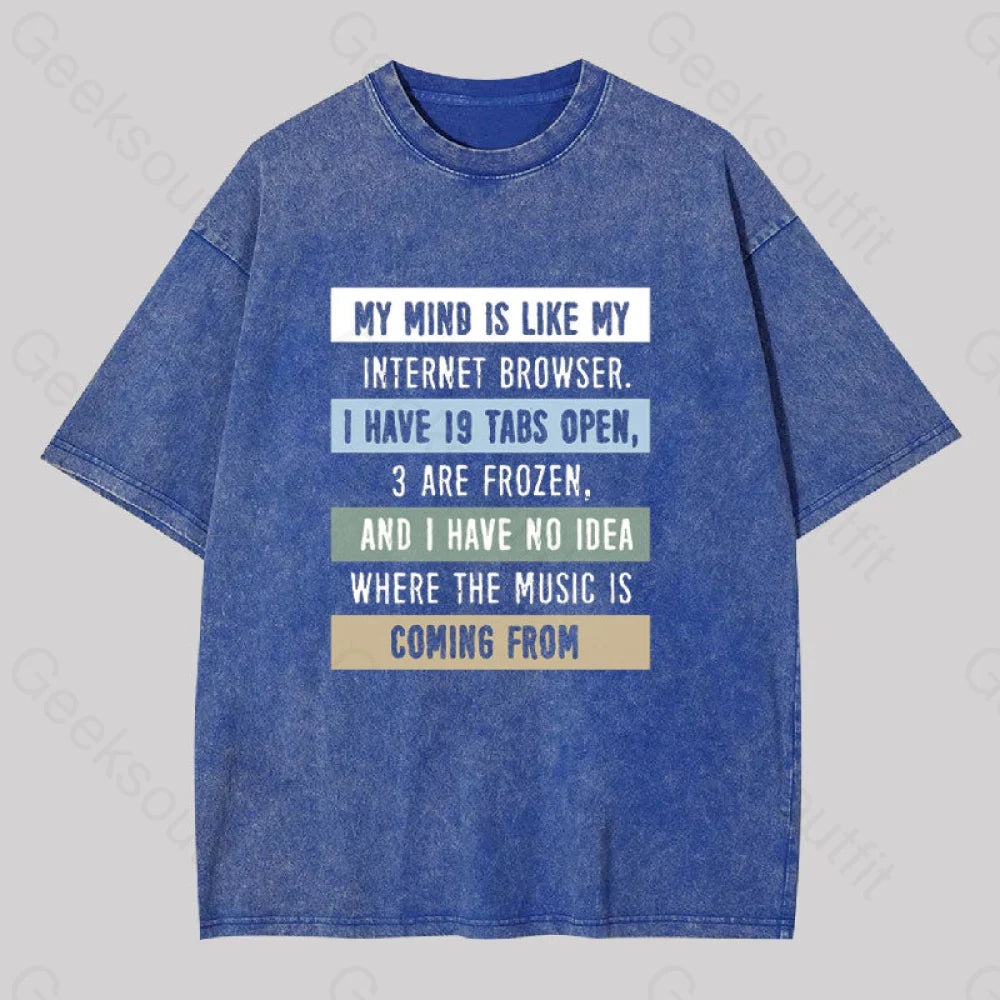 My Mind Is Like Washed T-Shirt Blue / S