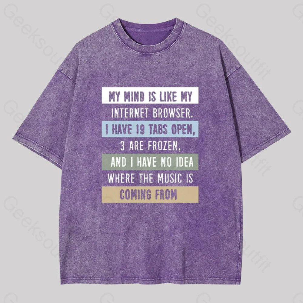 My Mind Is Like Washed T-Shirt Purple / S