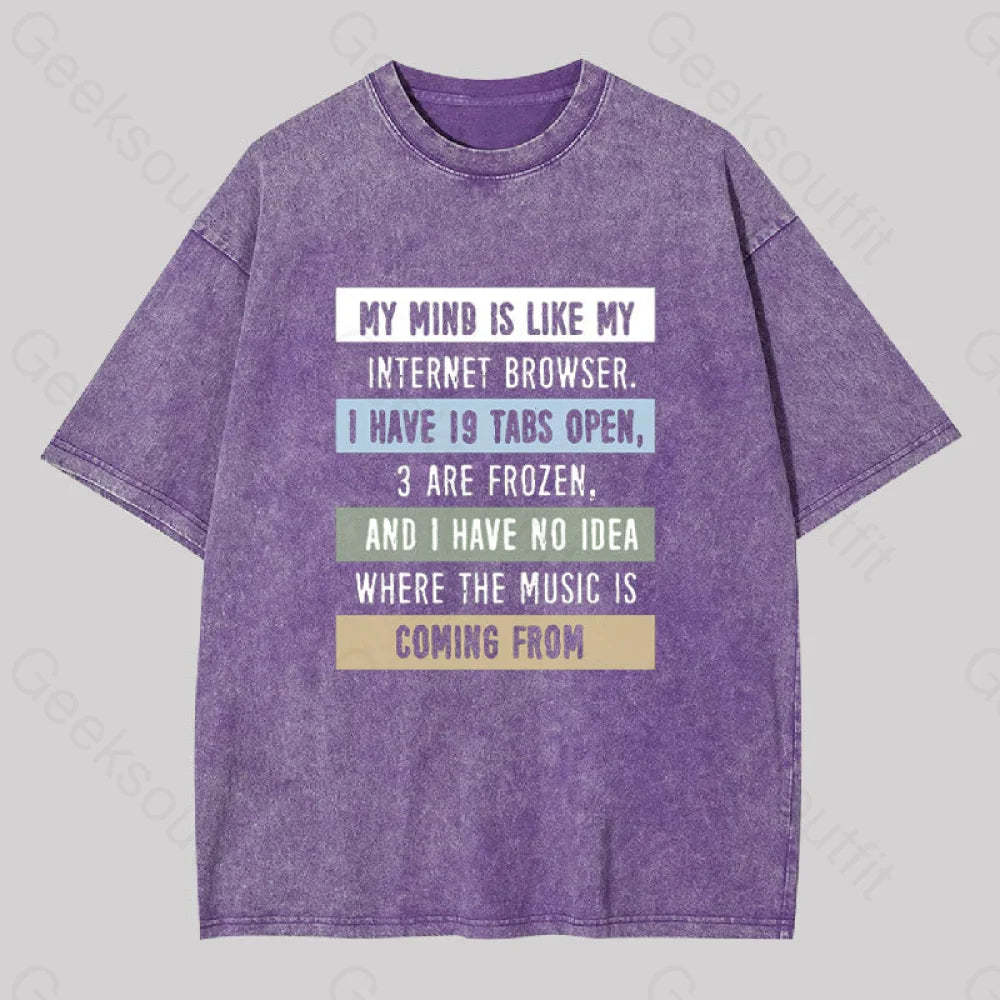 My Mind Is Like Washed T-Shirt Purple / S
