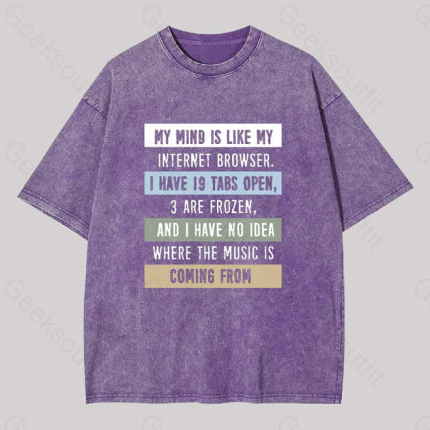 My Mind Is Like Washed T-Shirt Purple / S