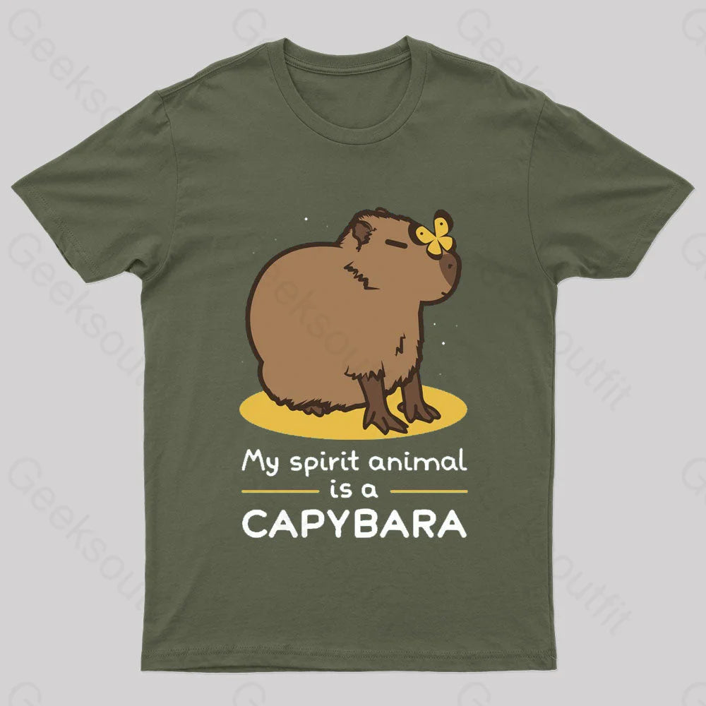 My Spirit Animal Is A Capybara Geek T-Shirt Army Green / S