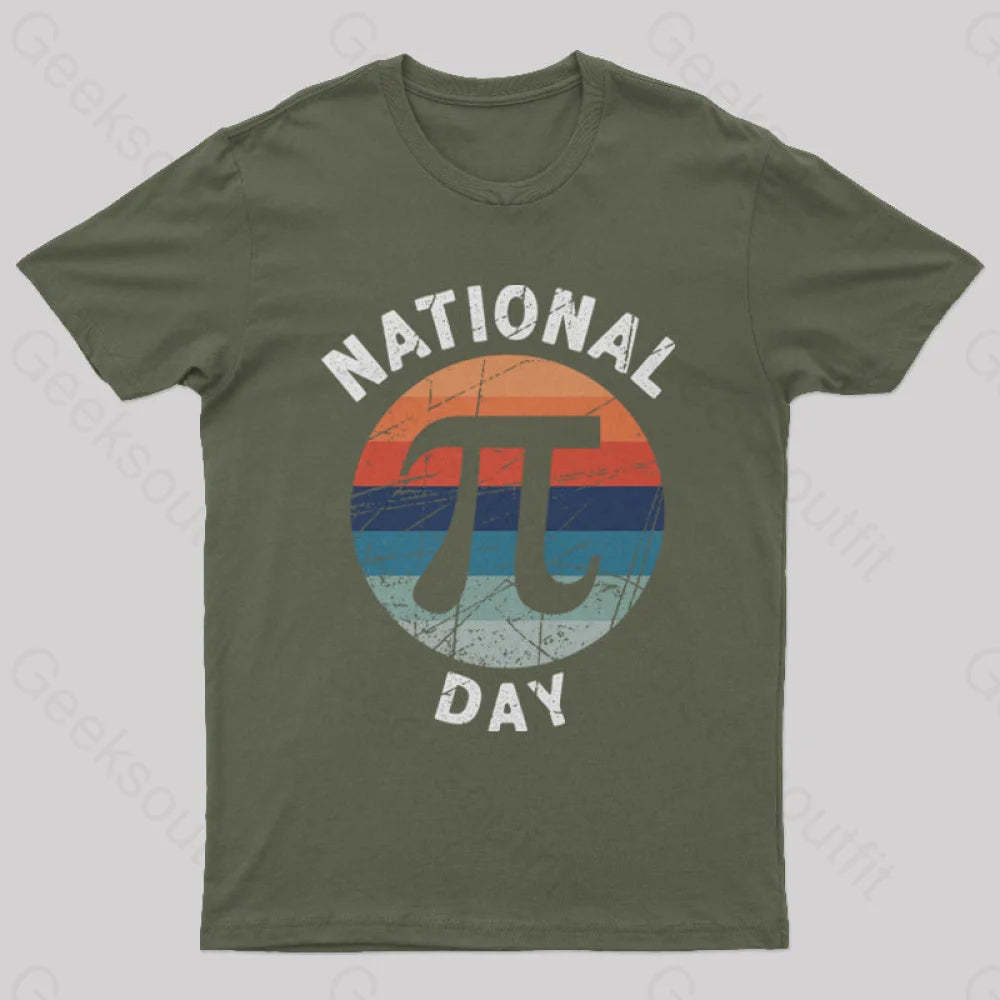 National Pi Day Geek T-Shirt Army Green / S