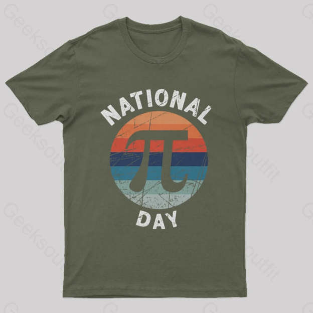 National Pi Day Geek T-Shirt Army Green / S