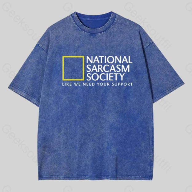 National Sarcasm Society Washed T-Shirt Blue / S