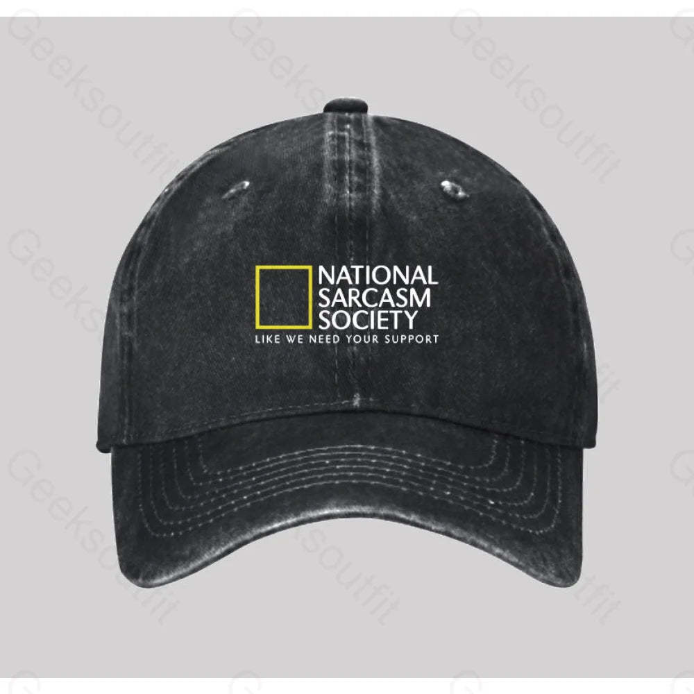National Sarcasm Society Washed Vintage Baseball Cap Black