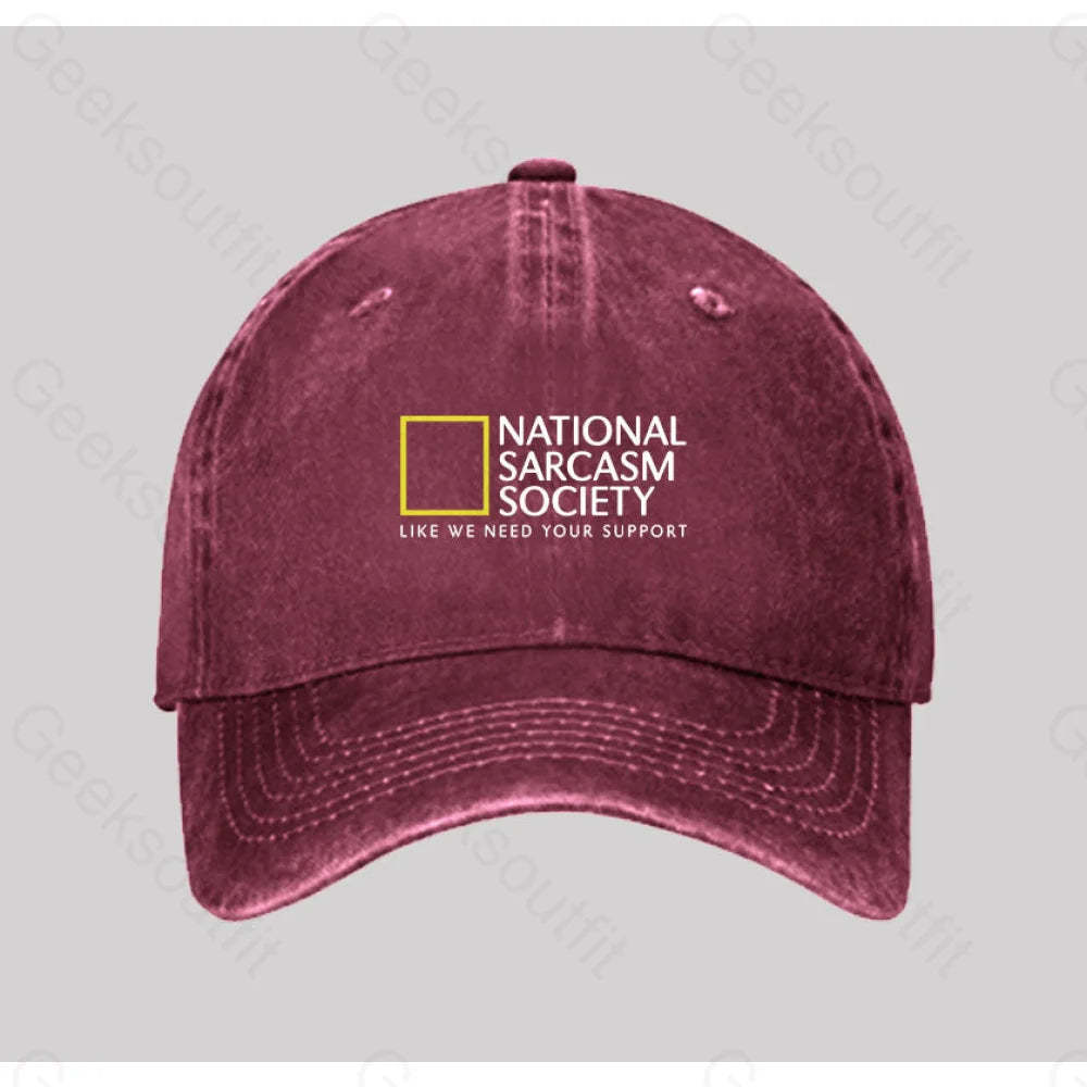 National Sarcasm Society Washed Vintage Baseball Cap Red