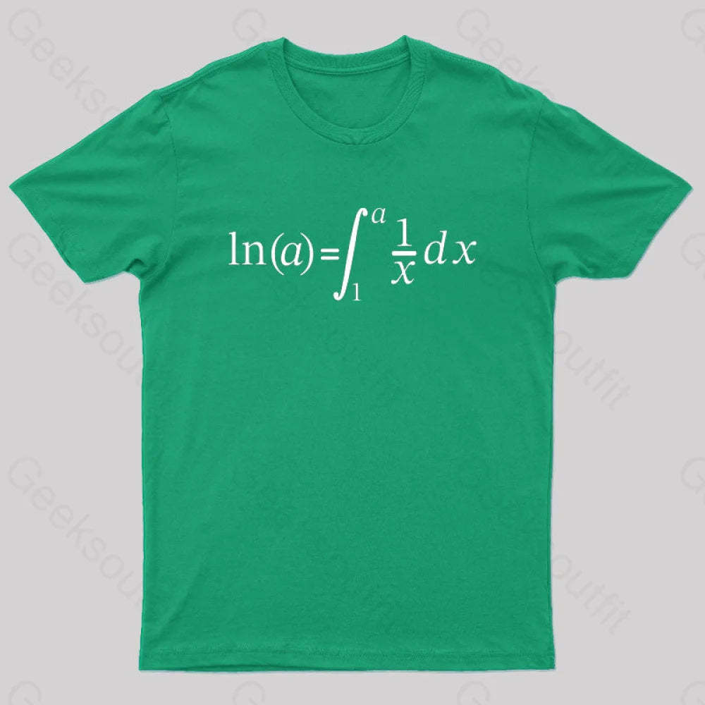 Natural Log Integral Calculus And Math Nerd T-Shirt Green / S