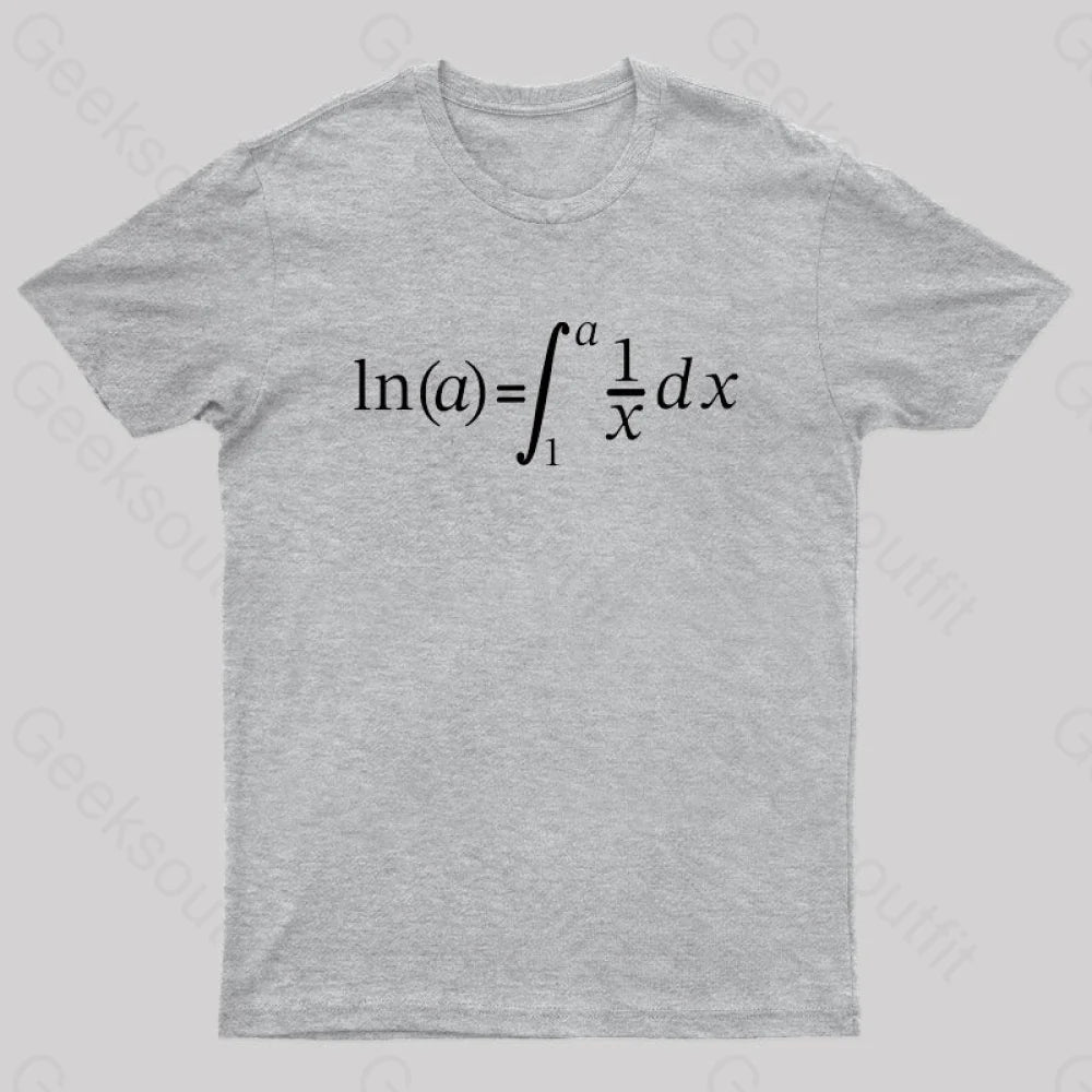 Natural Log Integral Calculus And Math Nerd T-Shirt Grey / S