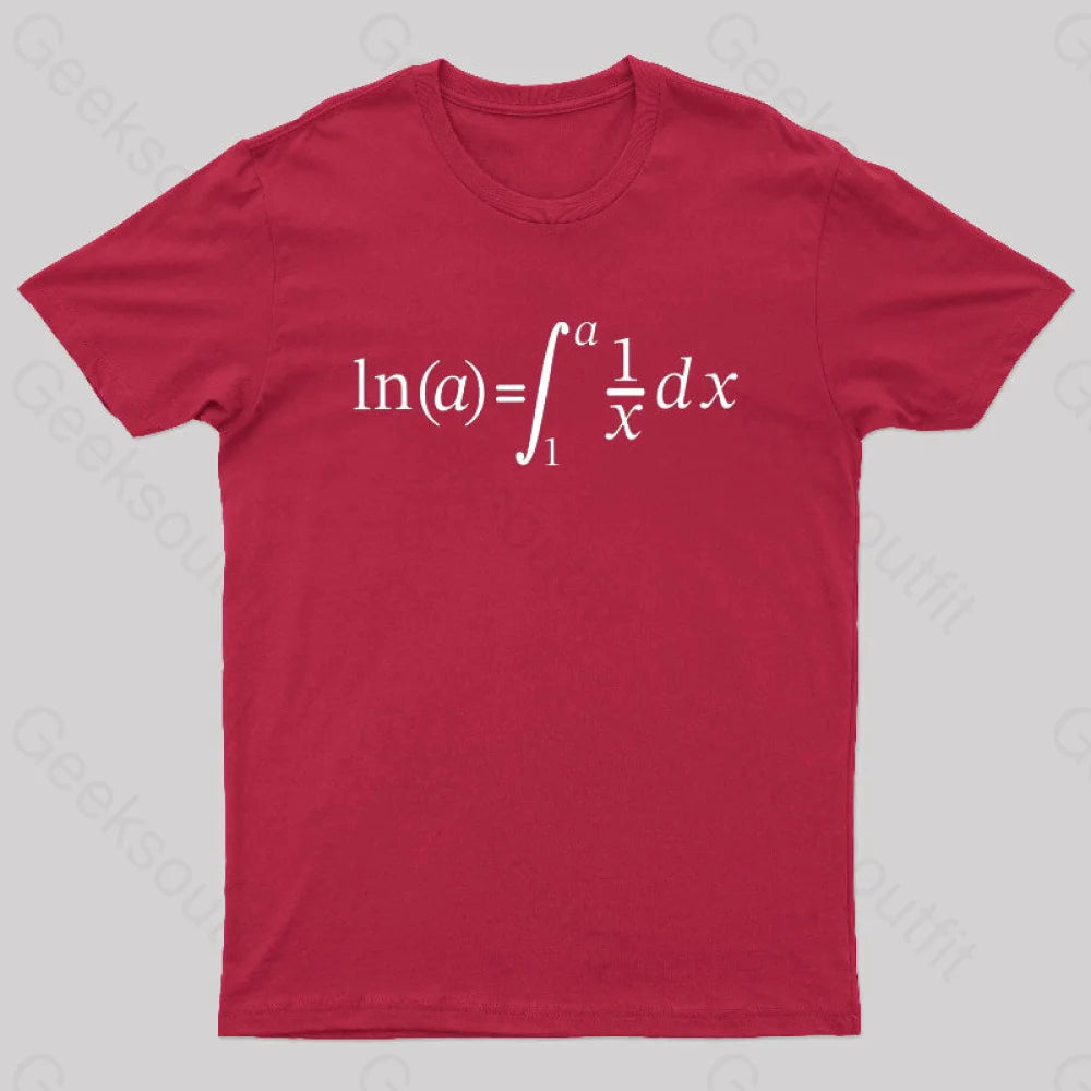 Natural Log Integral Calculus And Math Nerd T-Shirt Red / S
