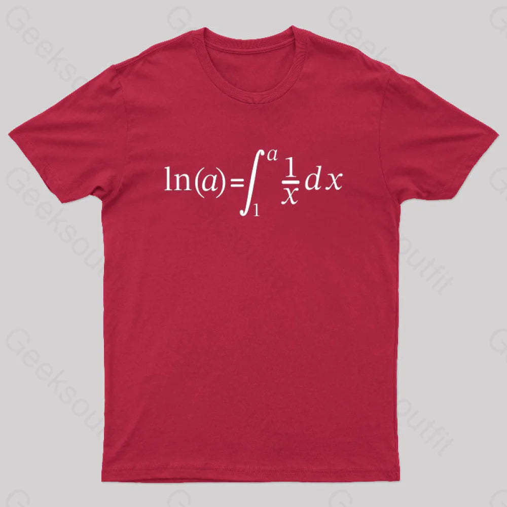 Natural Log Integral Calculus And Math Nerd T-Shirt Red / S