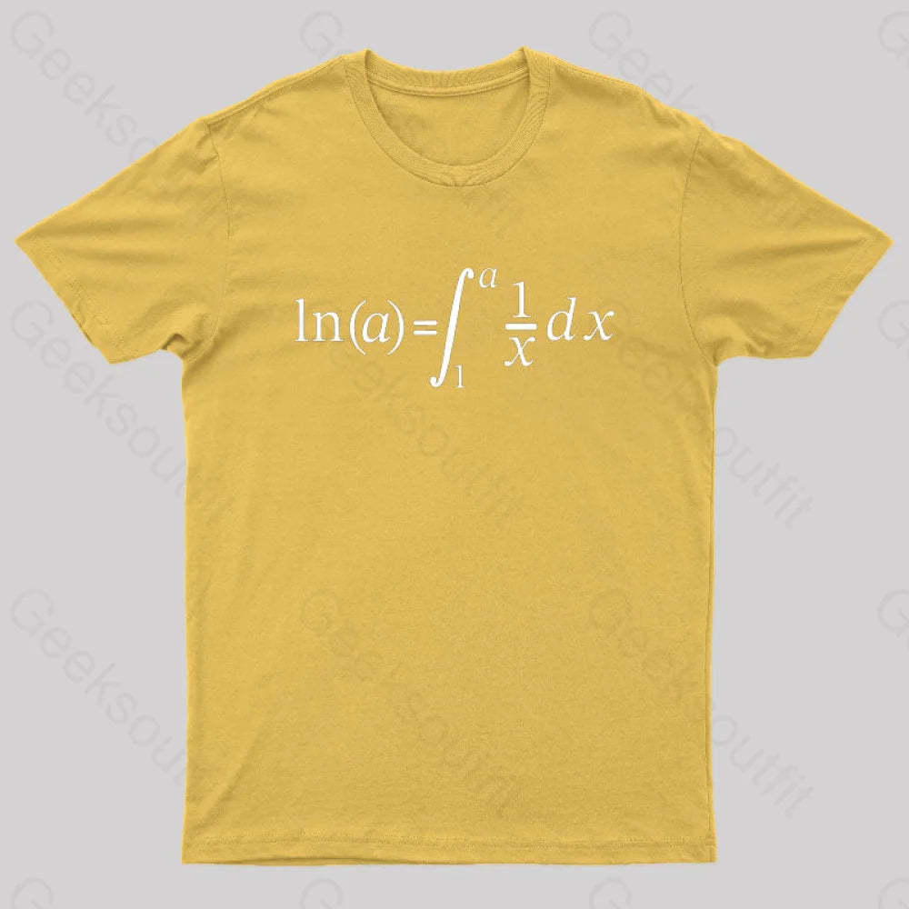 Natural Log Integral Calculus And Math Nerd T-Shirt Yellow / S