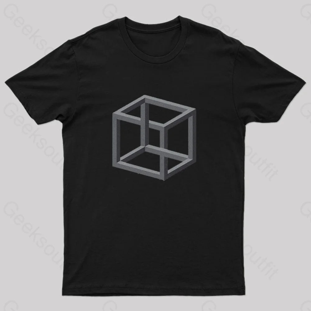 Necker Cube Illusion T-Shirt Black / S