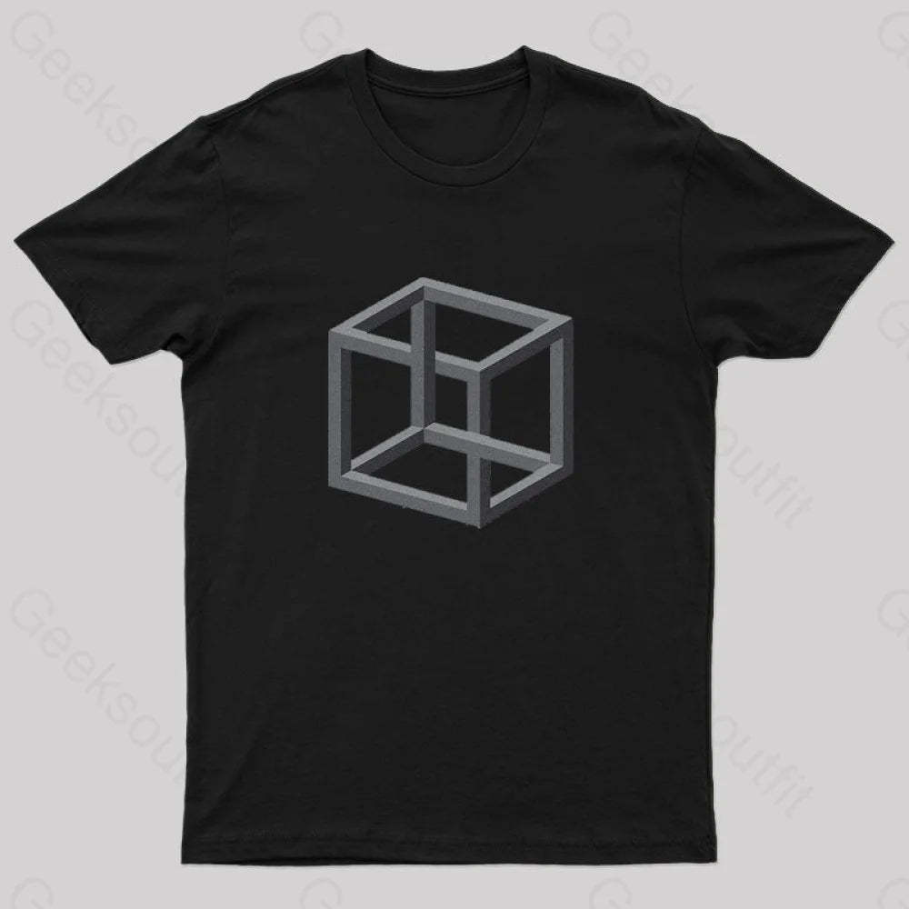Necker Cube Illusion T-Shirt Black / S