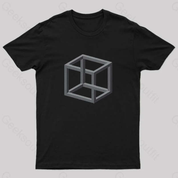 Necker Cube Illusion T-Shirt Black / S
