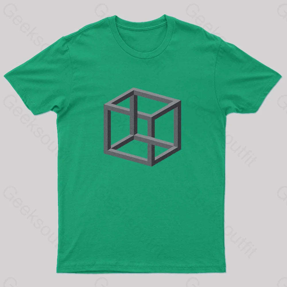 Necker Cube Illusion T-Shirt Green / S