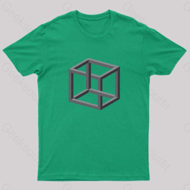 Necker Cube Illusion T-Shirt Green / S