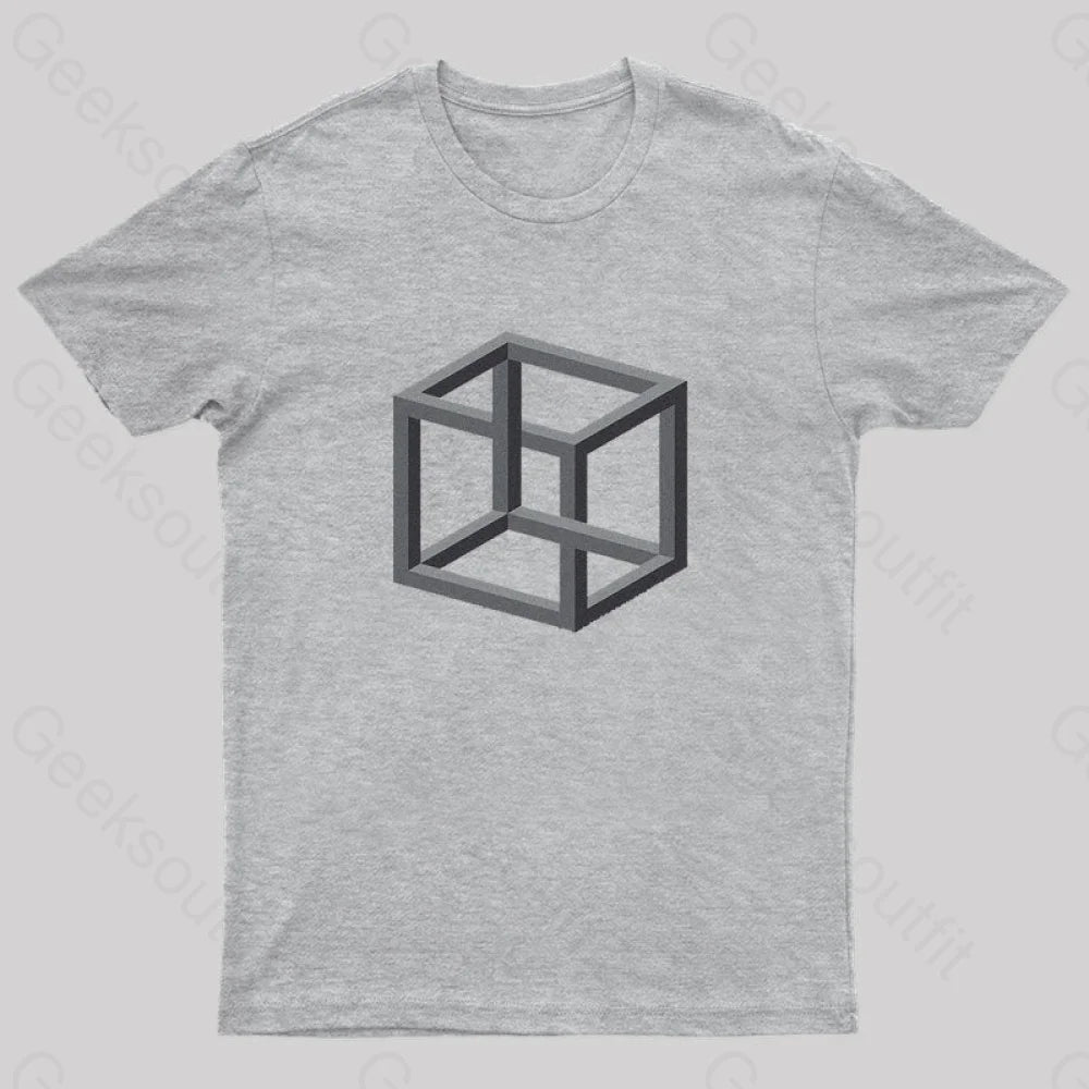 Necker Cube Illusion T-Shirt Grey / S