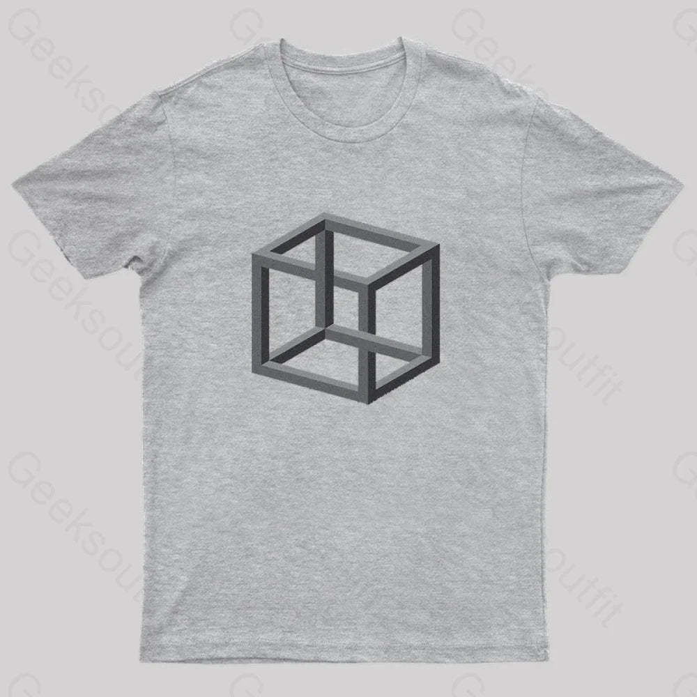Necker Cube Illusion T-Shirt Grey / S
