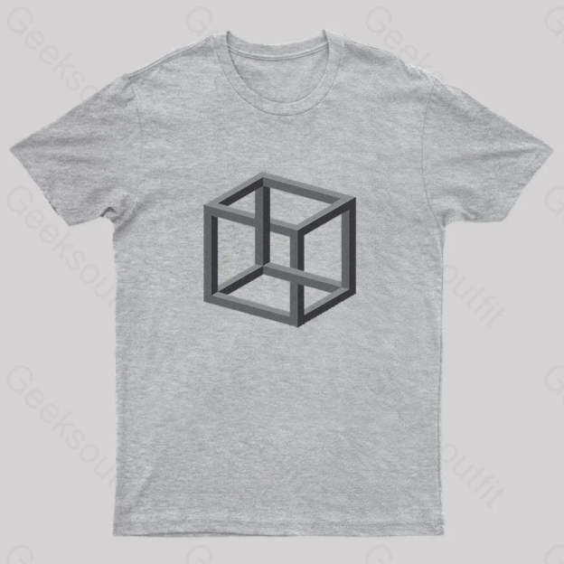 Necker Cube Illusion T-Shirt Grey / S