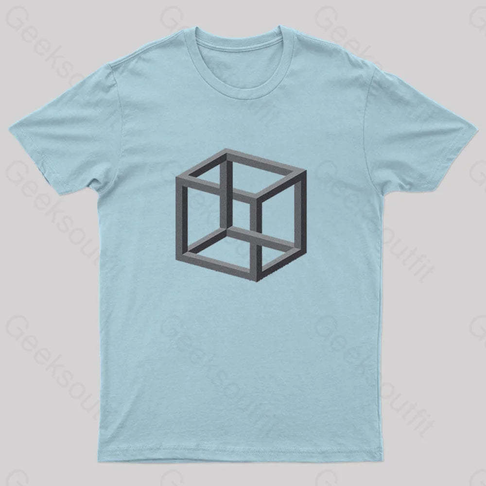 Necker Cube Illusion T-Shirt Light Blue / S
