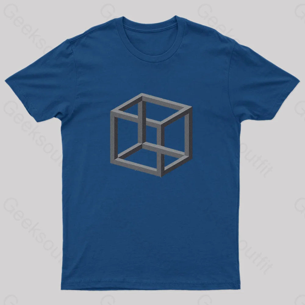 Necker Cube Illusion T-Shirt Navy / S