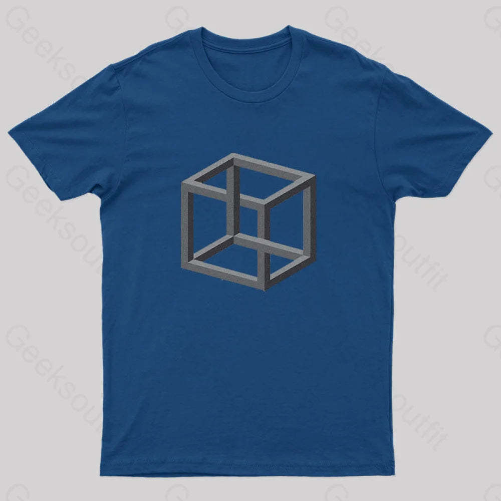 Necker Cube Illusion T-Shirt Navy / S