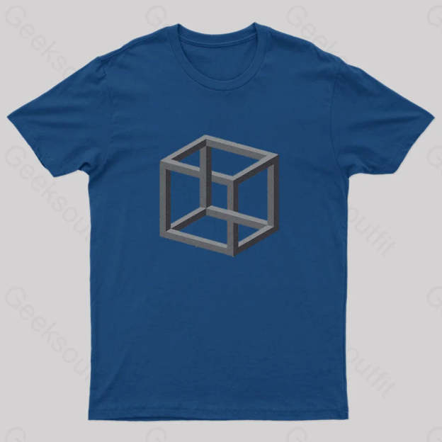 Necker Cube Illusion T-Shirt Navy / S