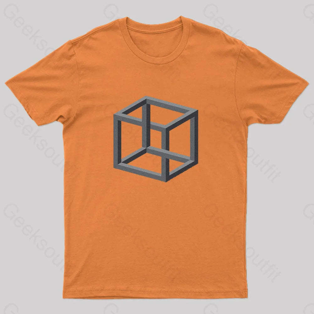 Necker Cube Illusion T-Shirt Orange / S