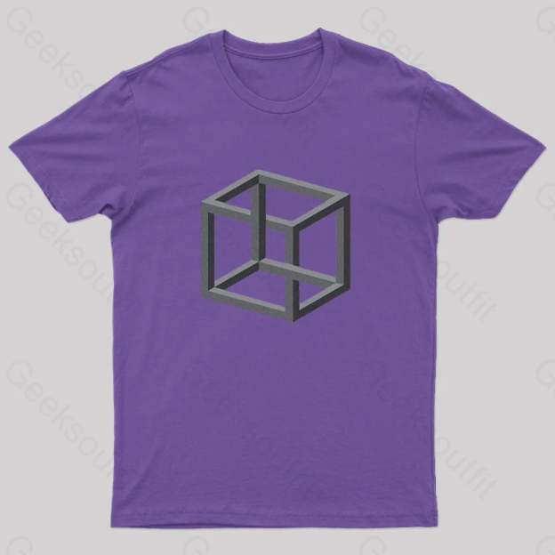 Necker Cube Illusion T-Shirt Purple / S