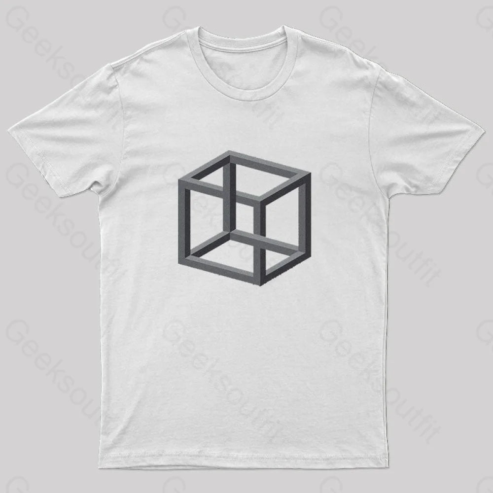 Necker Cube Illusion T-Shirt White / S