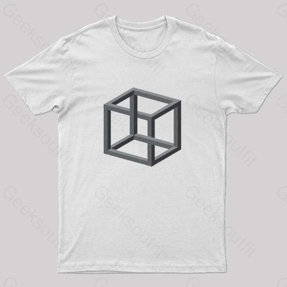 Necker Cube Illusion T-Shirt White / S