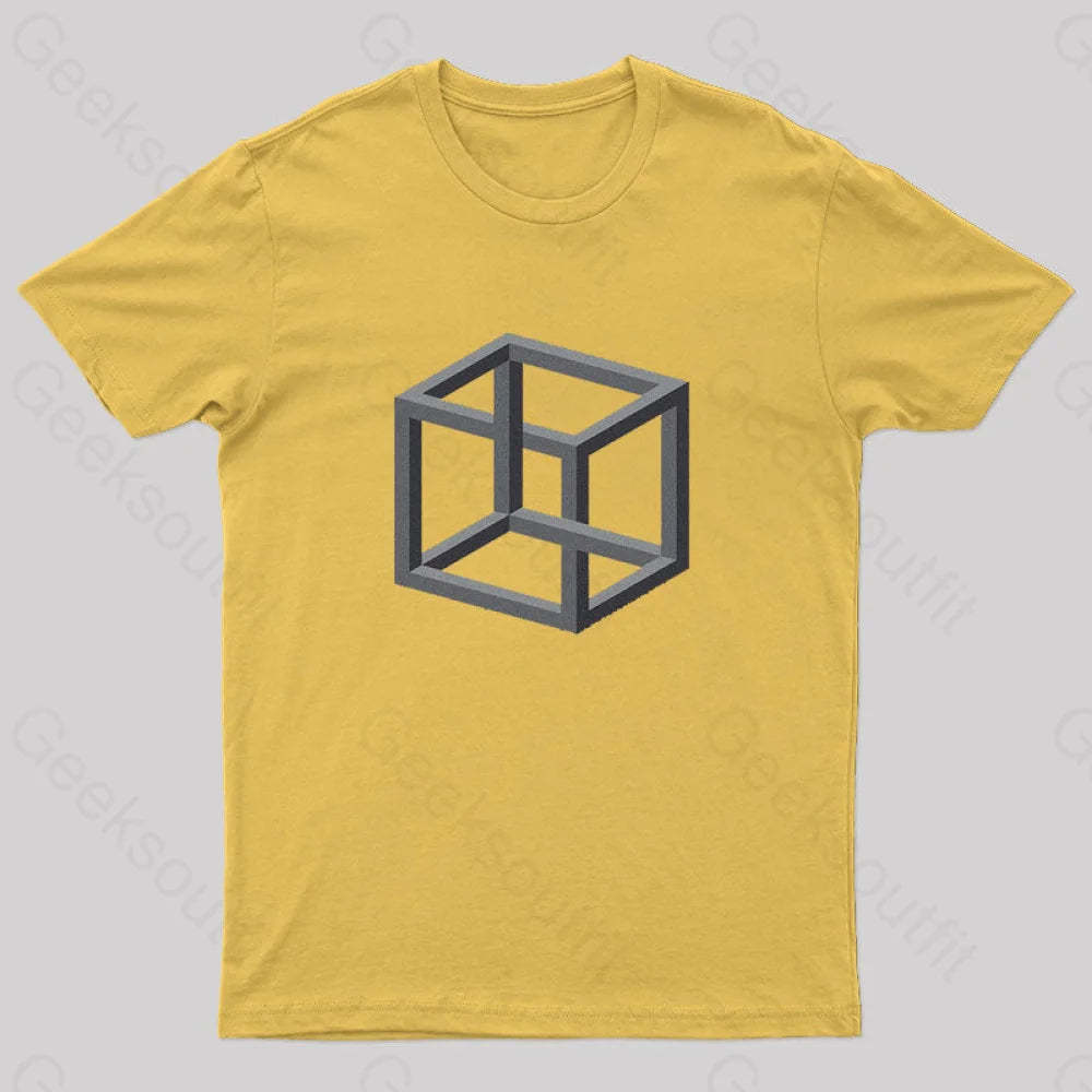 Necker Cube Illusion T-Shirt Yellow / S