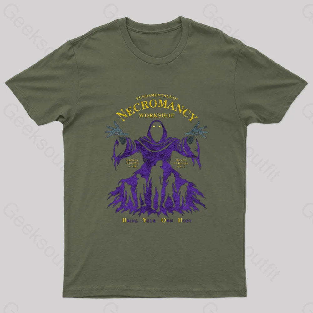 Necromancy Workshop Nerd T-Shirt Army Green / S