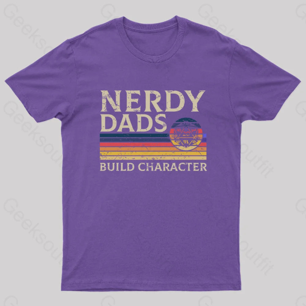 Nerd Dad Builds Character T-Shirt Purple / S