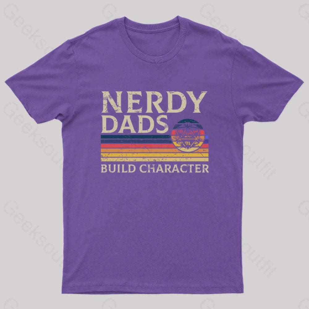 Nerd Dad Builds Character T-Shirt Purple / S