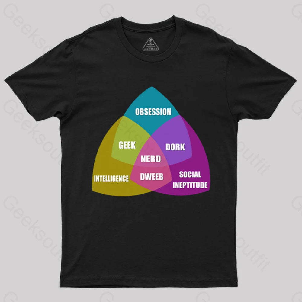 Nerd Venn Diagram T-Shirt Black / S